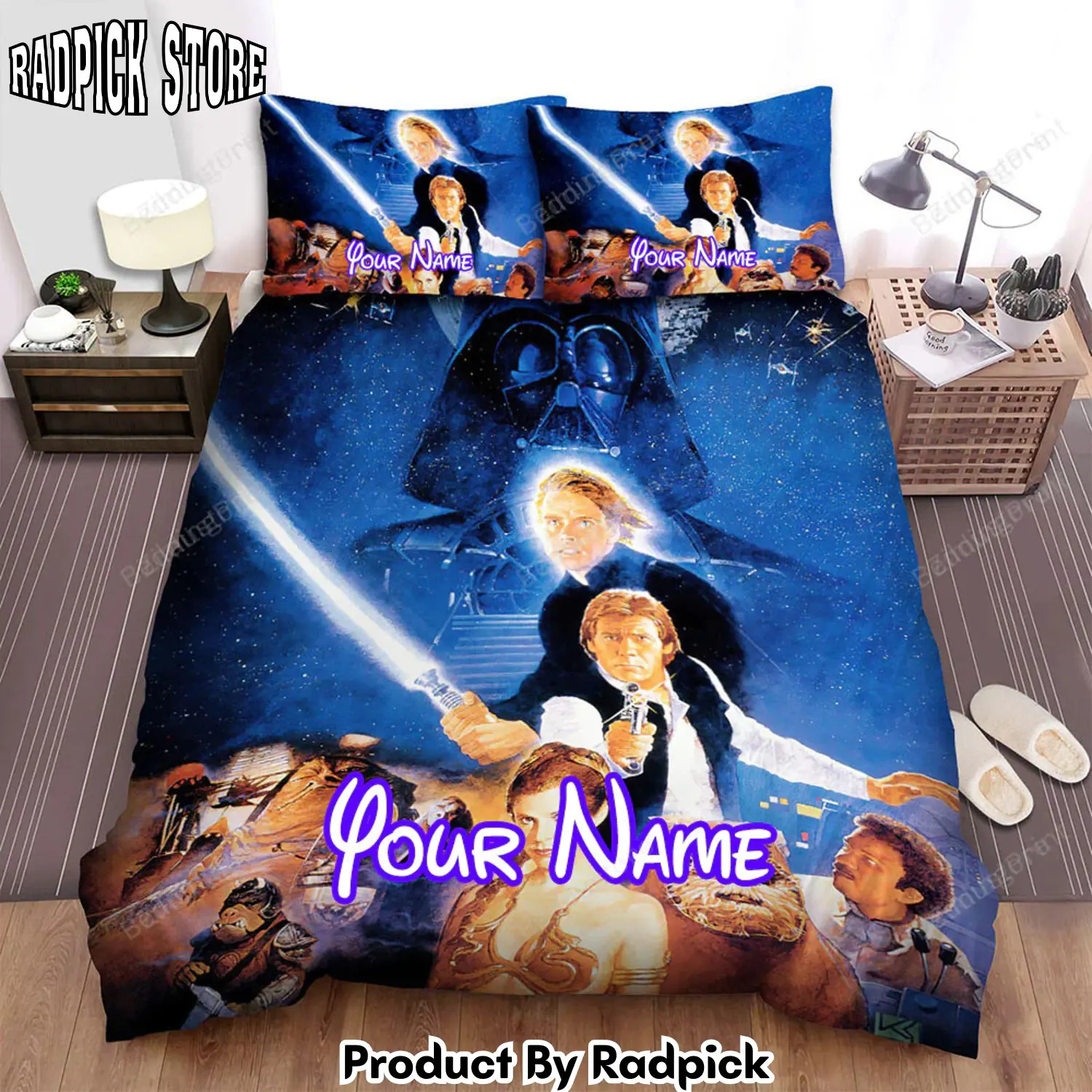 Radpick star wars episode vi return of the jedi all action in the film with gun and sword and name actors on poster movie bed sheets duvet cover personalized name bedding sets rp3271915
